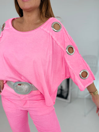 T-Shirt in Pink mit Cut-Outs an Ärmeln für Damen OS 36-42 - Levelone GmbH & Co. KG