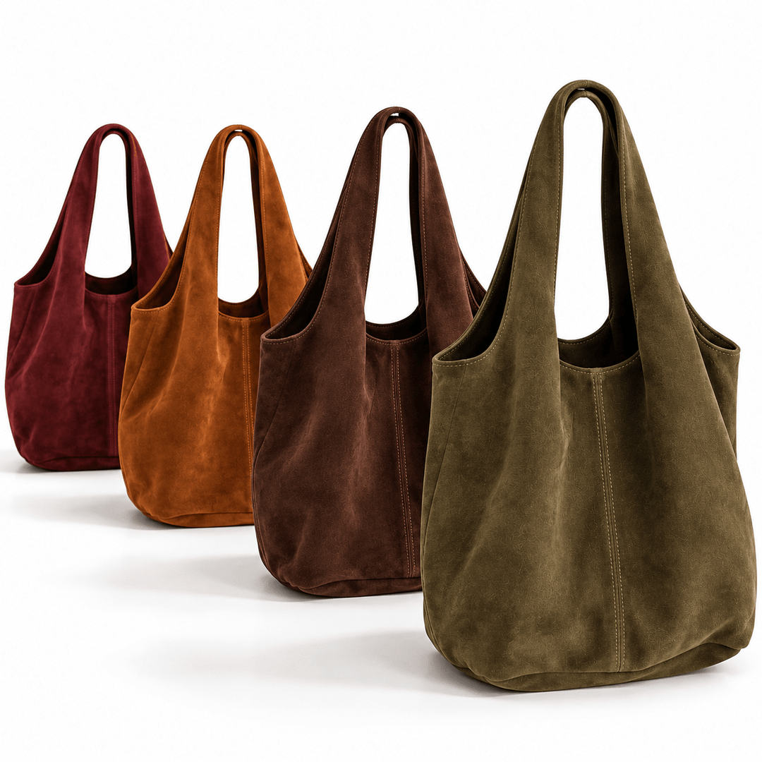 Wildleder Shopper Tasche in verschiedenen Farben: Dunkelbraun, Bordeaux, Olivgrün & Rostbraun - Levelone GmbH & Co. KG