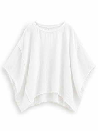 Leinenshirt in Weiss mit Ziernähte