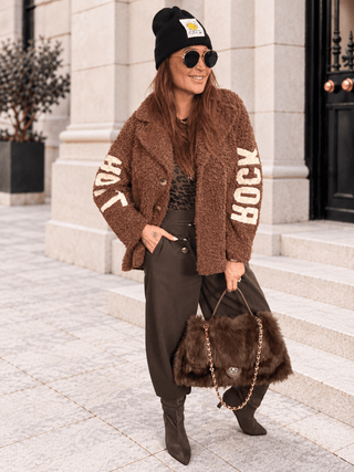 Teddyjacke in Braun. Hochwertige Verarbeitung. Für Damen in Einheitsgröße 36-42 - Levelone GmbH & Co. KG