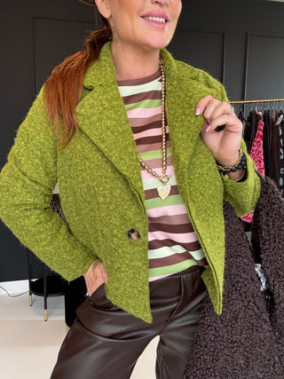 Fleecejacke in Grün, in Einheitsgröße: 36-42 mit Reverskragen, flauschig, weichem Haptik - Levelone GmbH & Co. KG