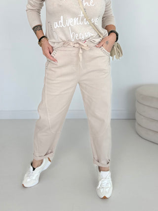 Stretchhose Beige