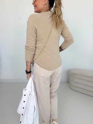 Alpaka Strickpullover in Beige