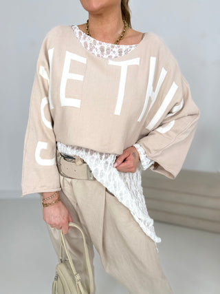 Feinstrickpullover Beige/Weiss-damen-onesize-levelone