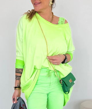 Langarmshirt in Grün mit asymmetrischem Schnitt