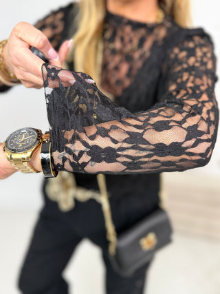 Spitzenshirt in Schwarz