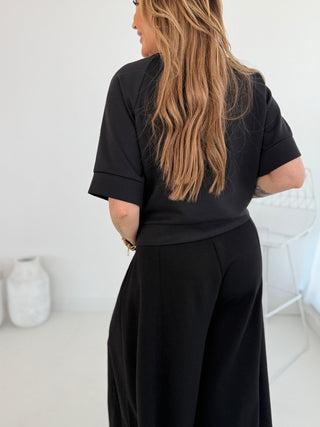 Kurzarm T-Shirt schwarz damen levelone