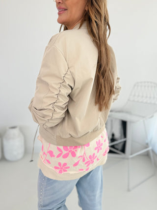 Bomberjacke in Beige mit Reißsverschluss