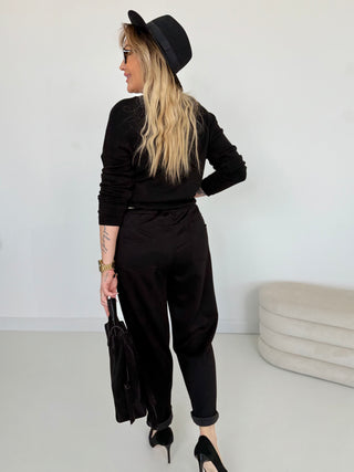 Stretchhose-schwarz-mit-gürtel-onesize-damen-levelone