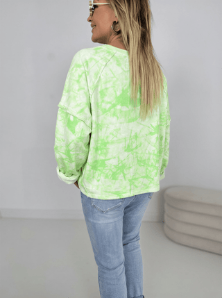 Sweater Weiß/Neongrün aus Baumwolle