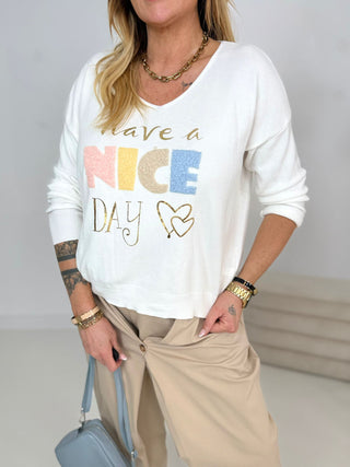 Feinstrickpullover Wollweiß