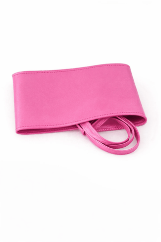 Leder Bindegürtel-Pink-damen-levelone